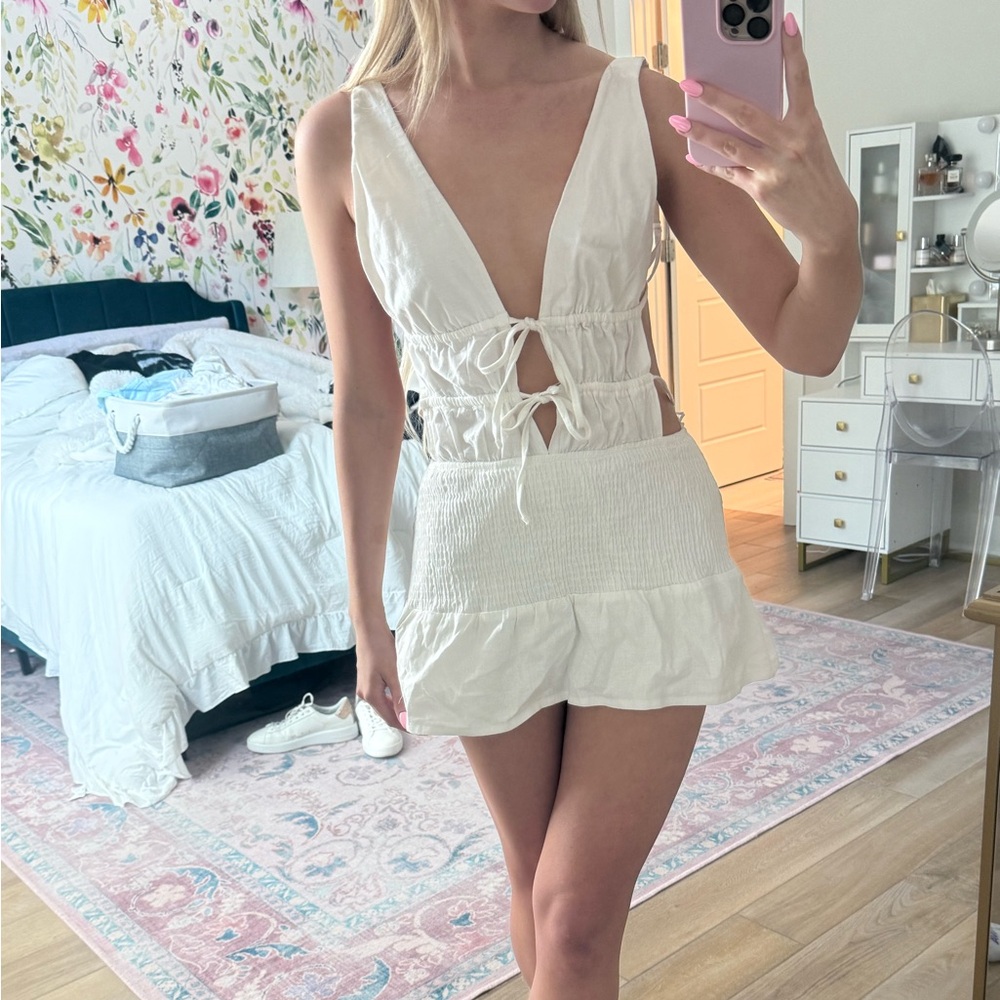 Edikted White Gathered Skirt